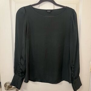 Express Dark Forest Green Long Sleeve Blouse XS